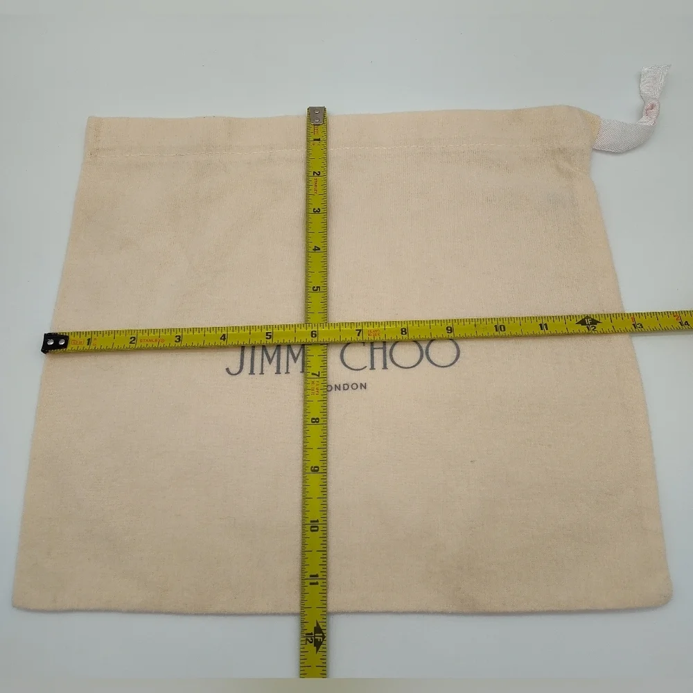 JIMMY CHOO LONDON Cotton Drawstring Dust Bag Shoe Storage Neutral Beige EUC